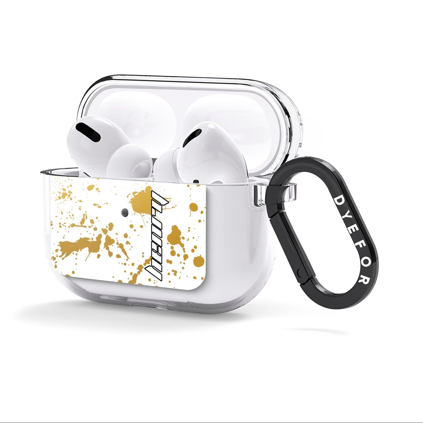 Personalised Gold Ink Splash AirPods Clear Case 3rd Gen Side Image