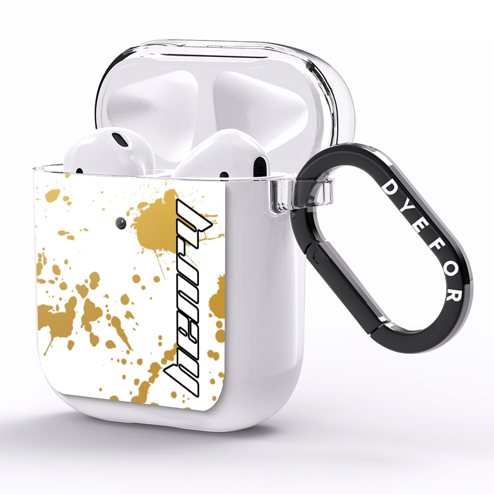 Personalised Gold Ink Splash AirPods Clear Case Side Image