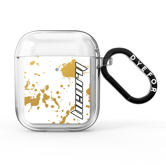 Personalised Gold Ink Splash AirPods Clear Case