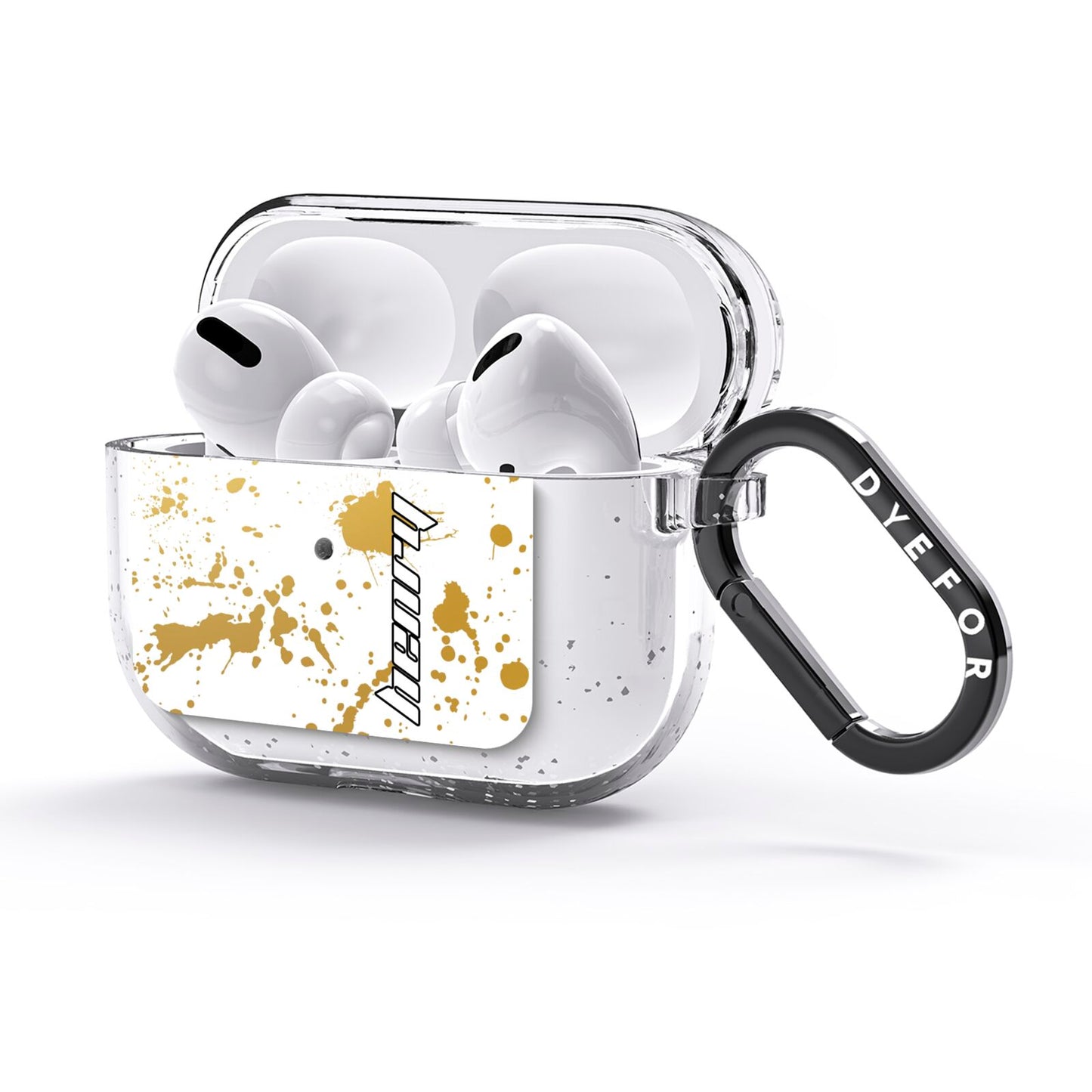 Personalised Gold Ink Splash AirPods Glitter Case 3rd Gen Side Image