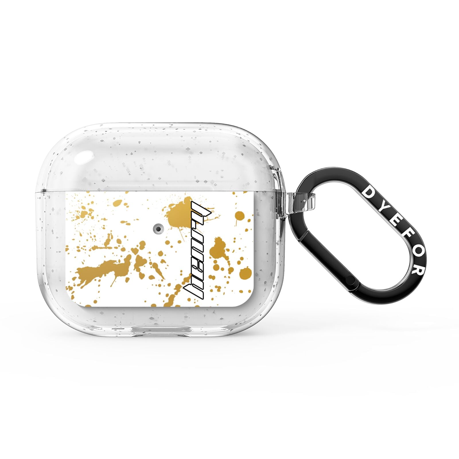 Personalised Gold Ink Splash AirPods Glitter Case 3rd Gen