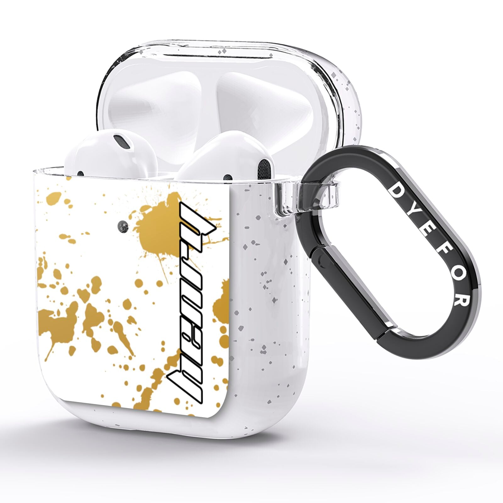 Personalised Gold Ink Splash AirPods Glitter Case Side Image