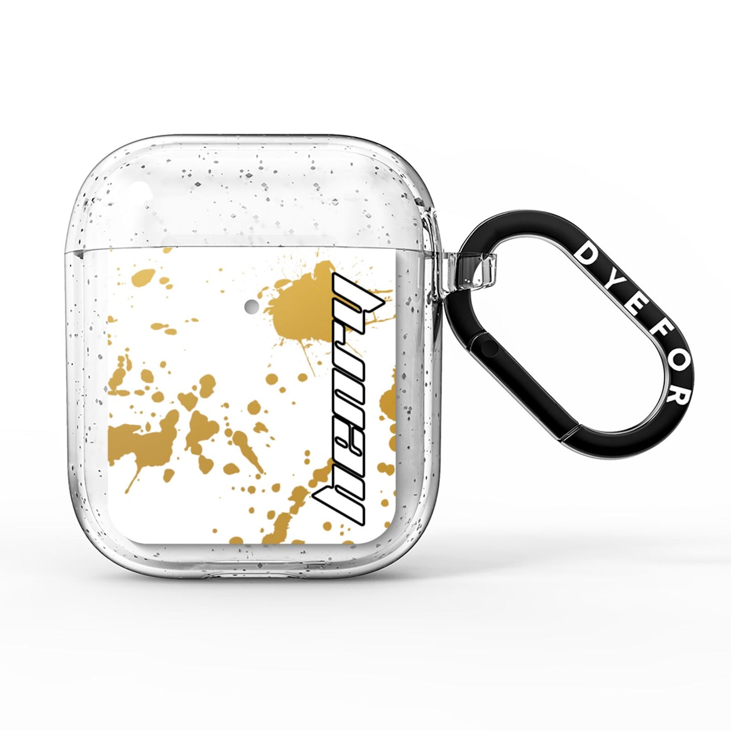 Personalised Gold Ink Splash AirPods Glitter Case