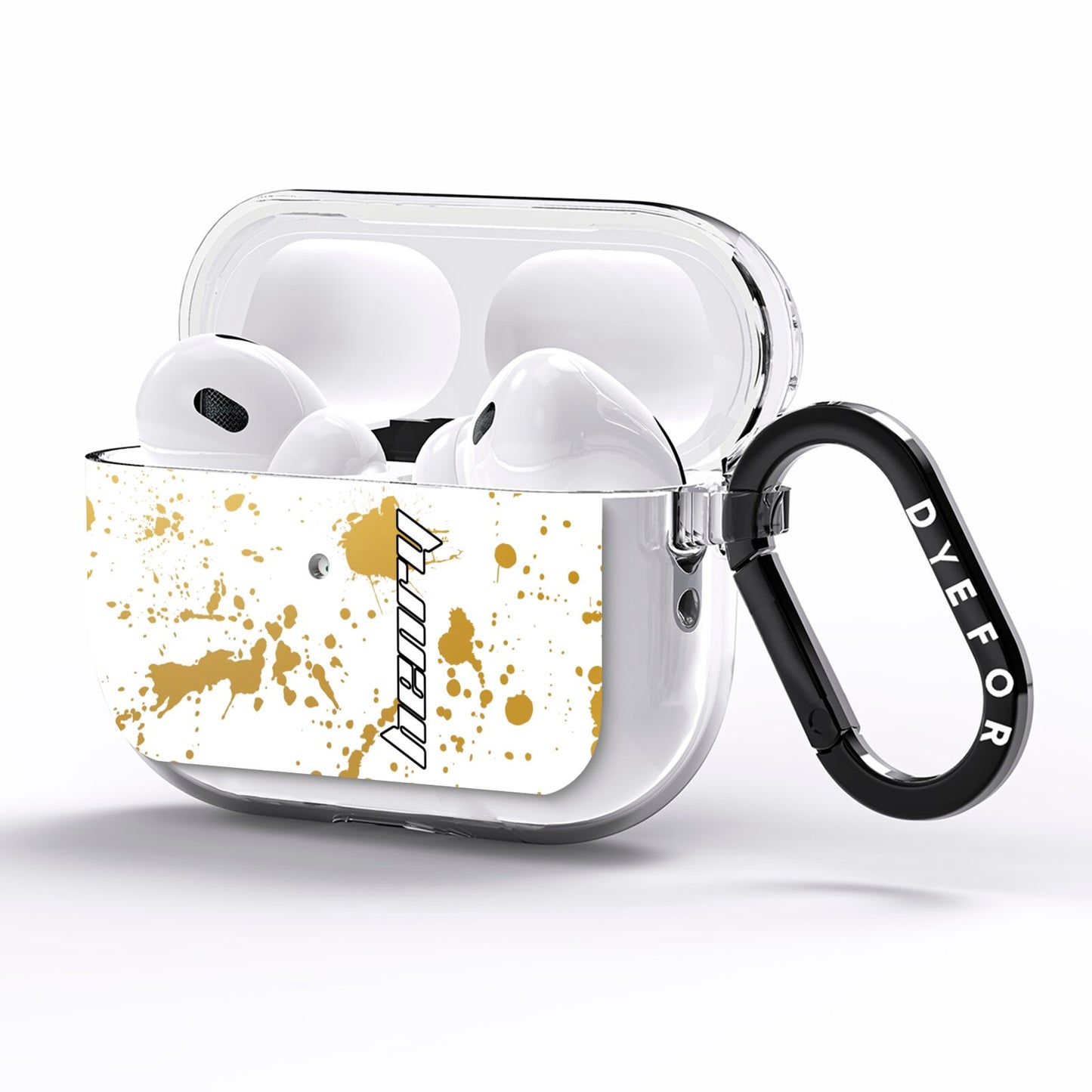 Personalised Gold Ink Splash AirPods Pro Clear Case Side Image