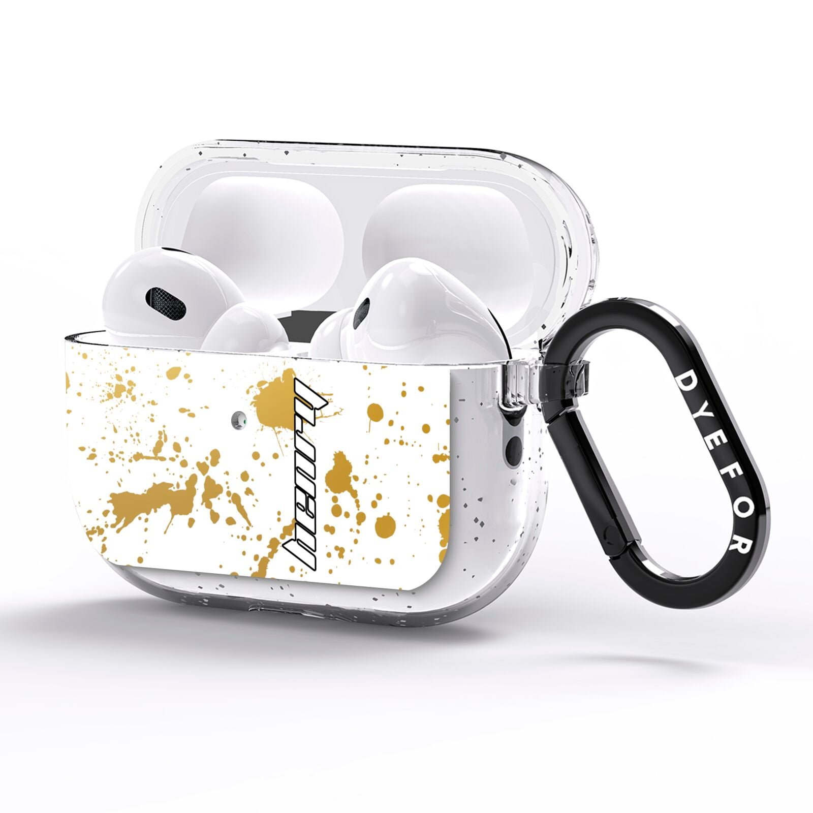 Personalised Gold Ink Splash AirPods Pro Glitter Case Side Image