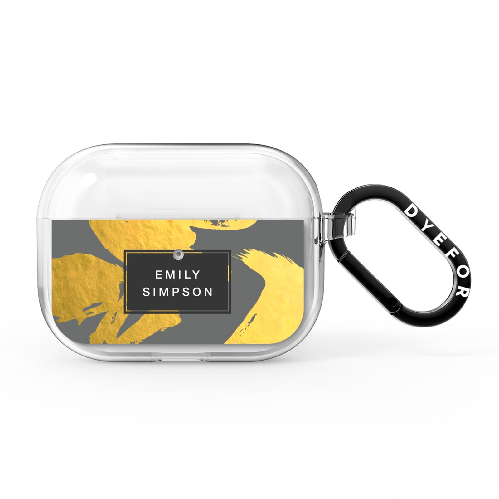 Personalised Gold Leaf Grey With Name AirPods Pro Clear Case