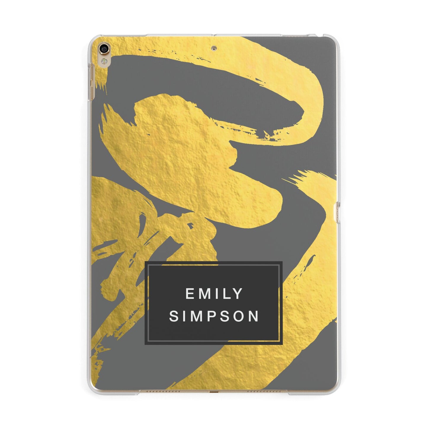 Personalised Gold Leaf Grey With Name Apple iPad Gold Case