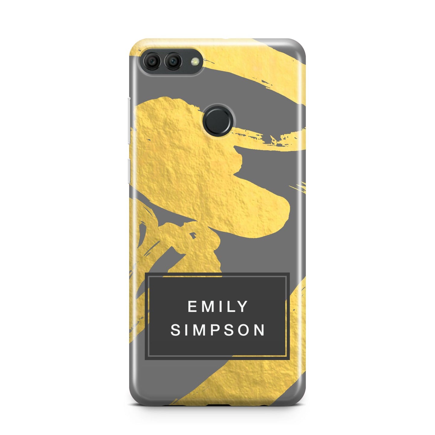 Personalised Gold Leaf Grey With Name Huawei Y9 2018