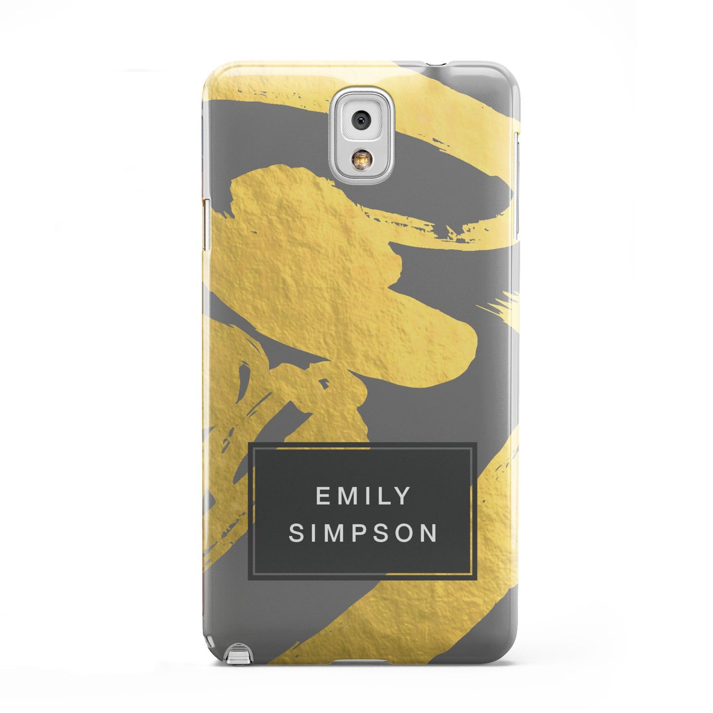 Personalised Gold Leaf Grey With Name Samsung Galaxy Note 3 Case