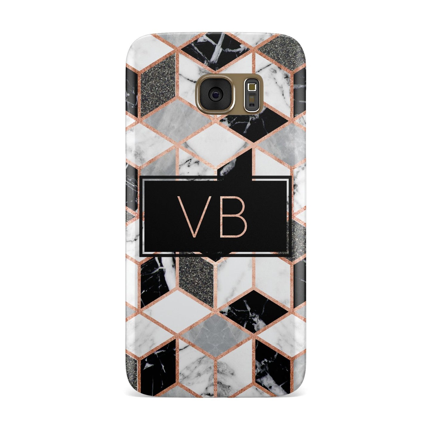 Personalised Gold Leaf Initials Marble Samsung Galaxy Case