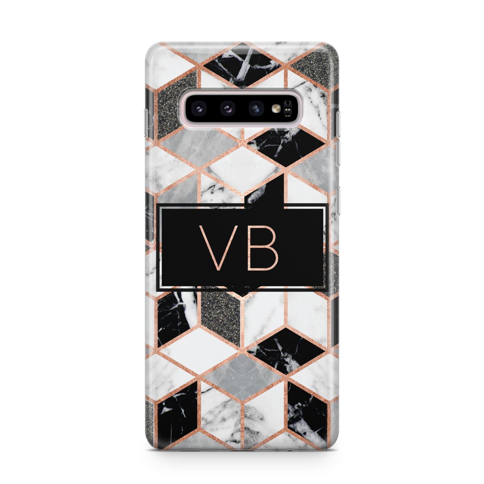 Personalised Gold Leaf Initials Marble Samsung Galaxy S10 Plus Case