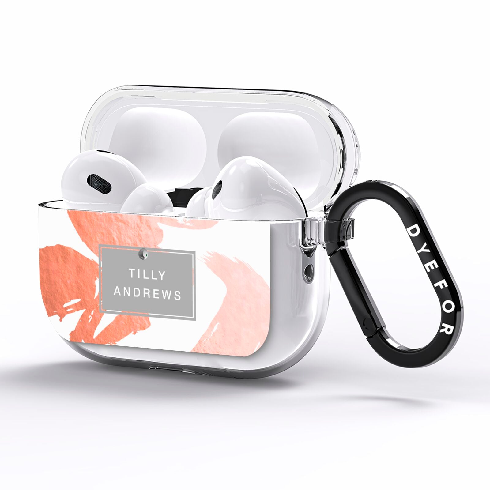 Personalised Gold Leaf White With Name AirPods Pro Clear Case Side Image