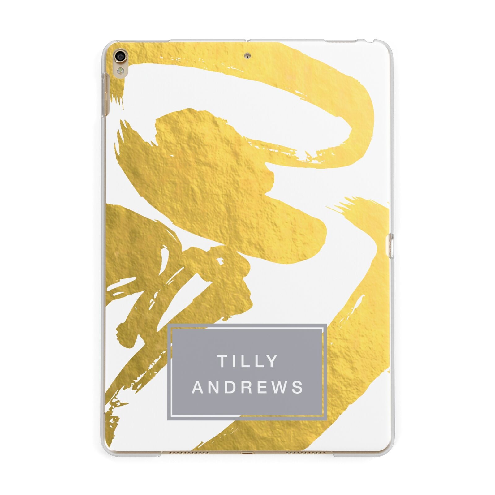 Personalised Gold Leaf White With Name Apple iPad Gold Case