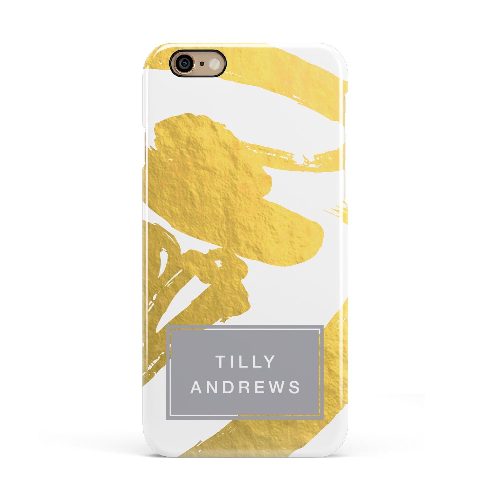 Personalised Gold Leaf White With Name Apple iPhone 6 3D Snap Case