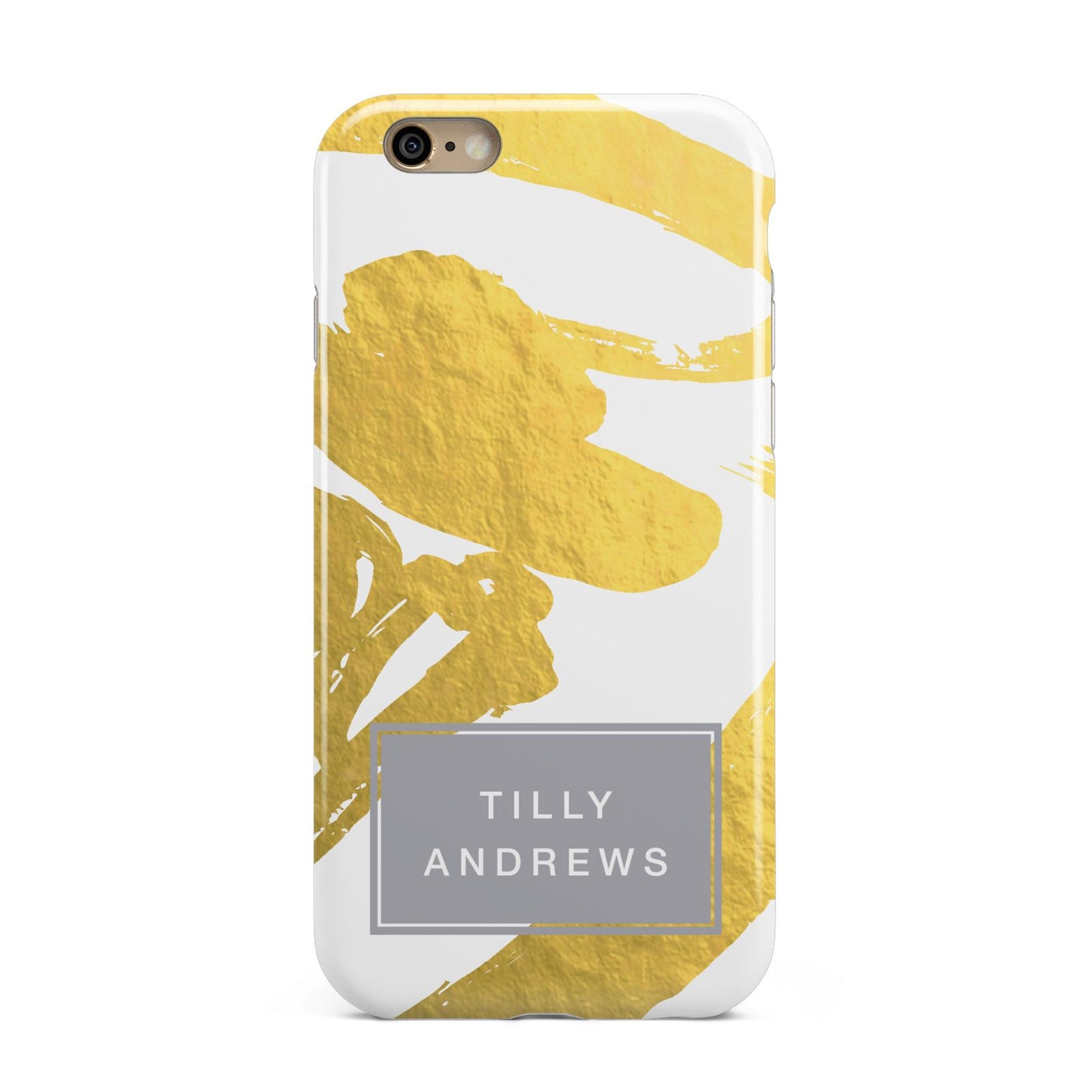 Personalised Gold Leaf White With Name Apple iPhone 6 3D Tough Case