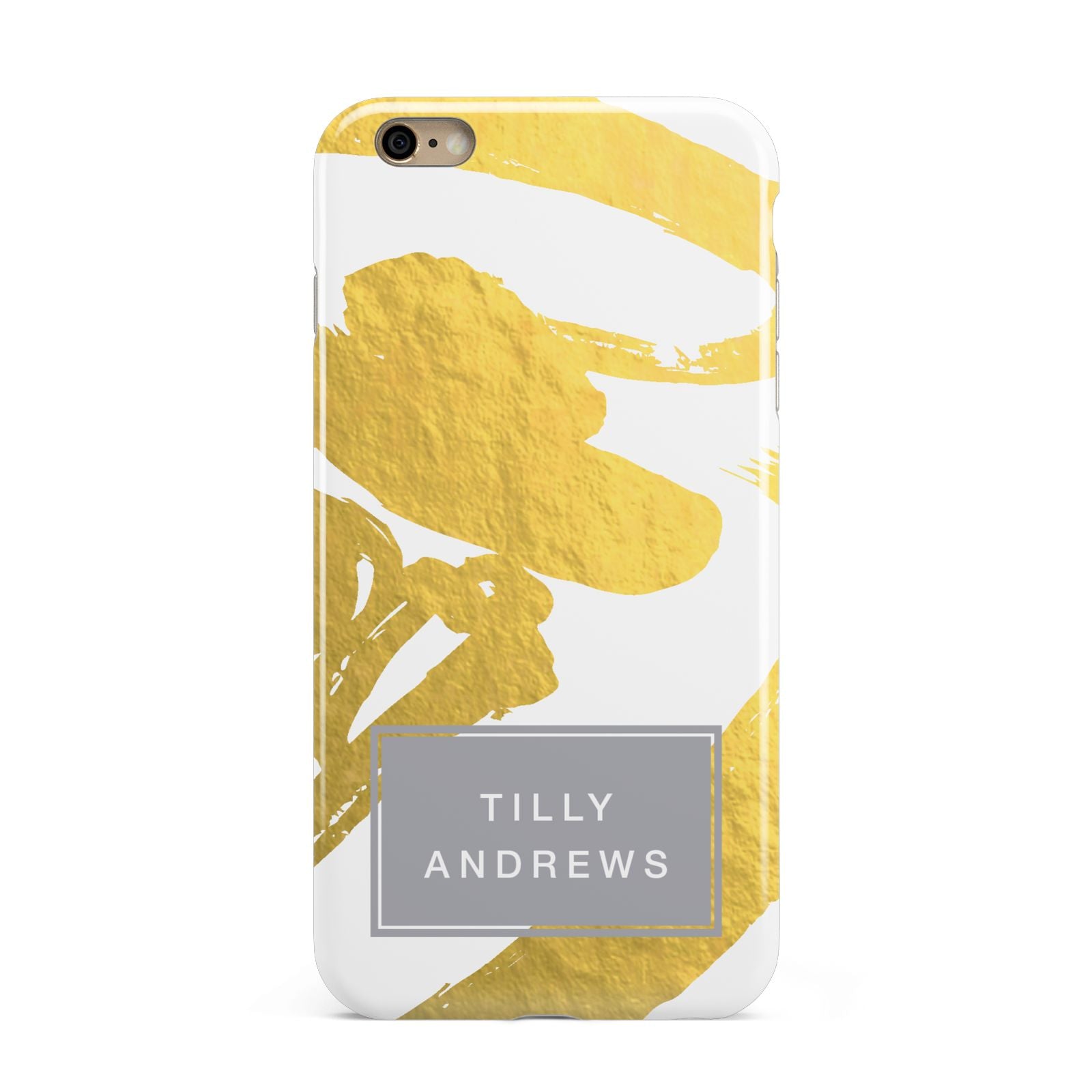 Personalised Gold Leaf White With Name Apple iPhone 6 Plus 3D Tough Case