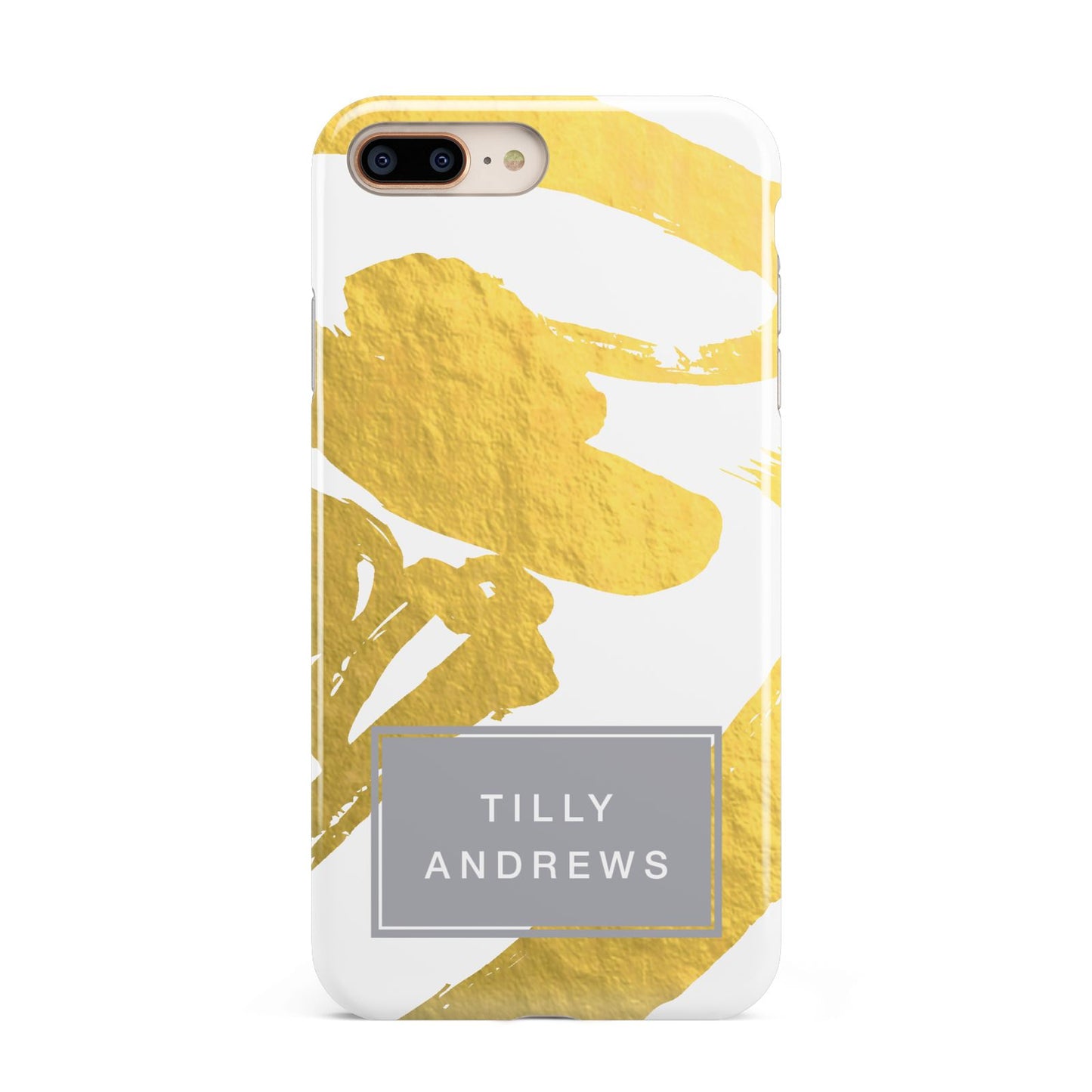 Personalised Gold Leaf White With Name Apple iPhone 7 8 Plus 3D Tough Case