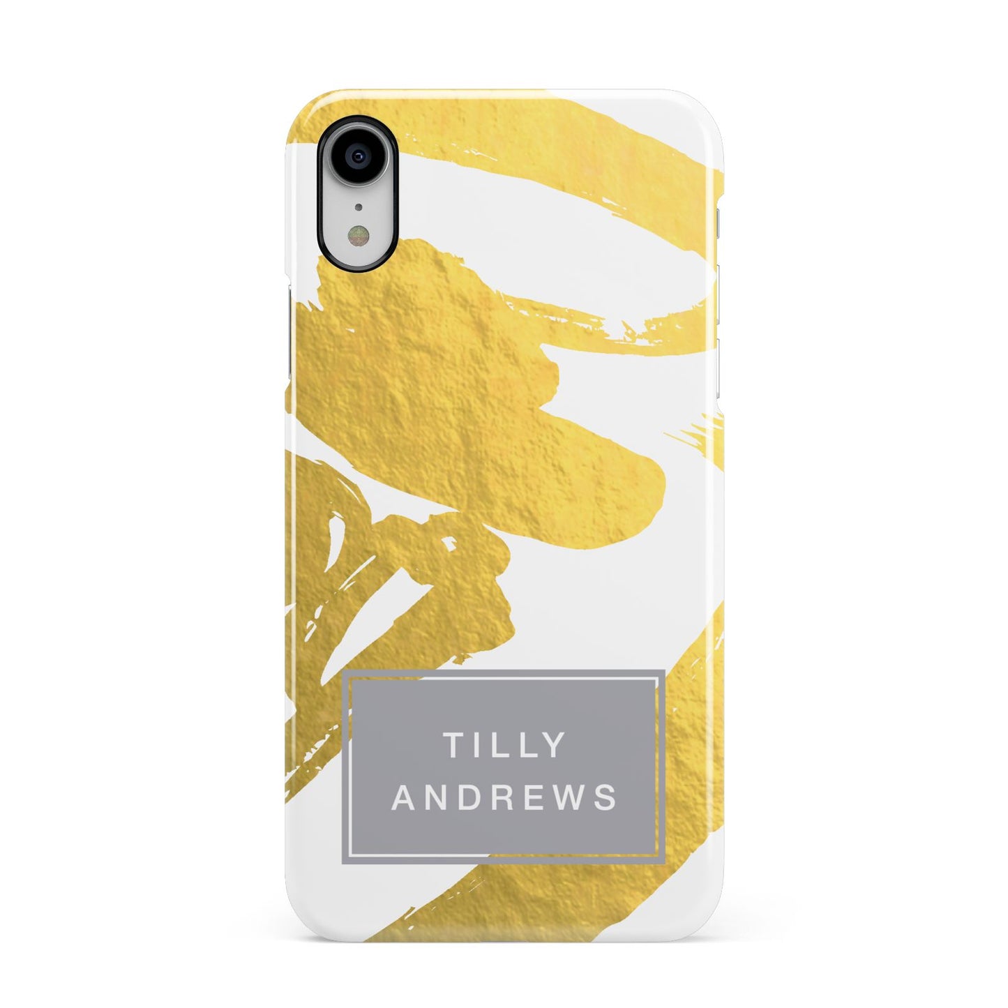 Personalised Gold Leaf White With Name Apple iPhone XR White 3D Snap Case