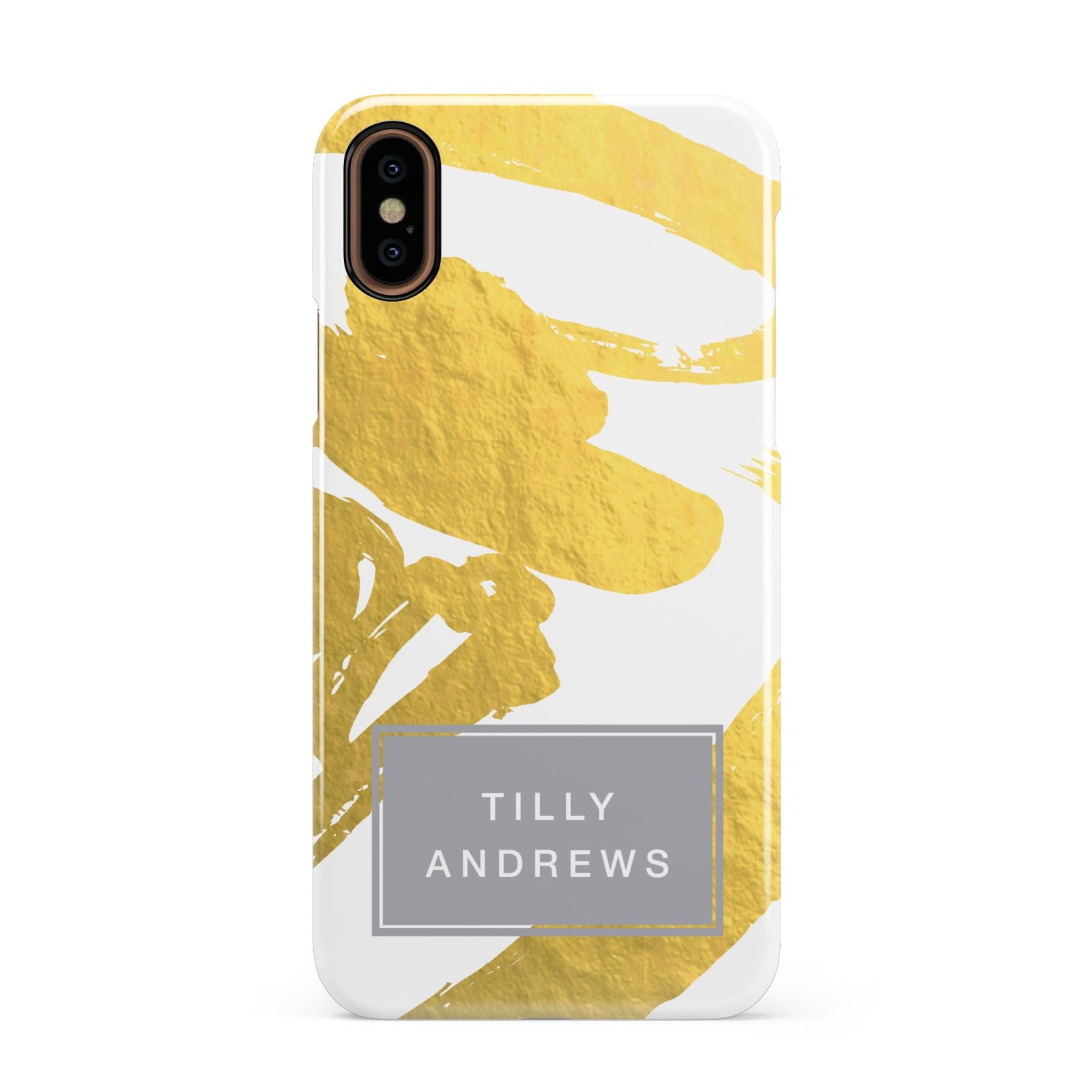 Personalised Gold Leaf White With Name Apple iPhone XS 3D Snap Case