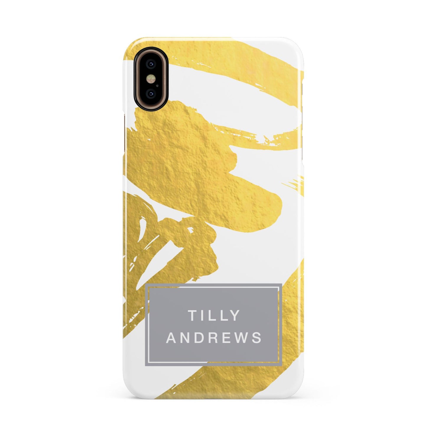 Personalised Gold Leaf White With Name Apple iPhone Xs Max 3D Snap Case