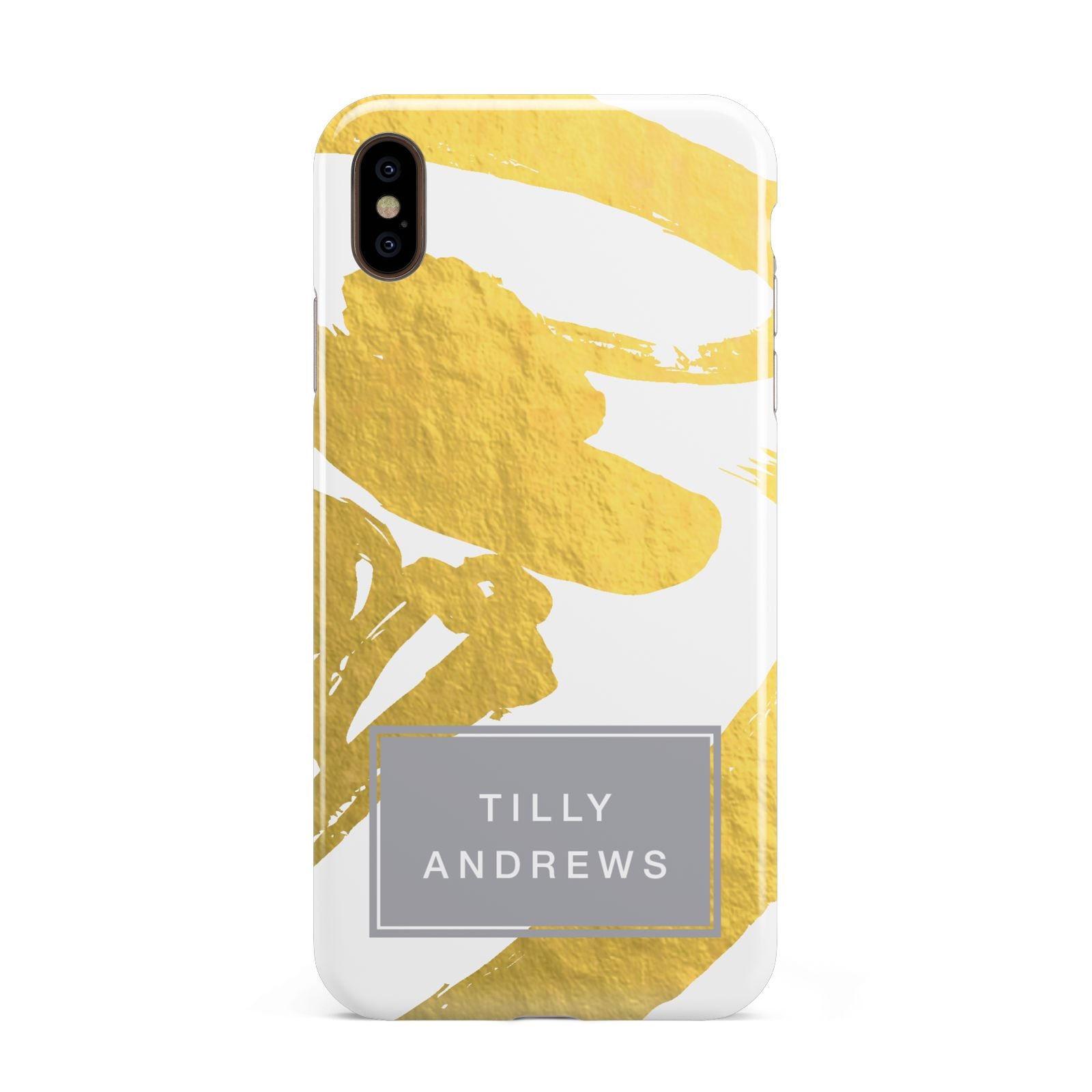 Personalised Gold Leaf White With Name Apple iPhone Xs Max 3D Tough Case