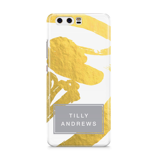 Personalised Gold Leaf White With Name Huawei P10 Phone Case