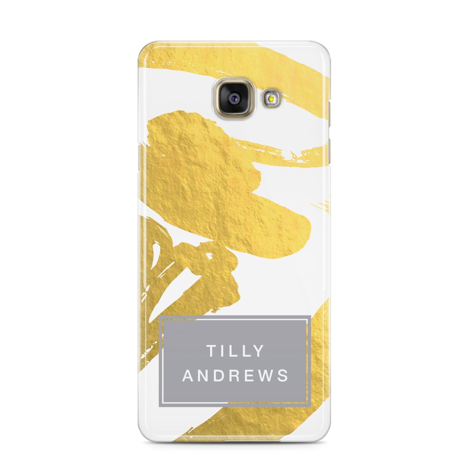 Personalised Gold Leaf White With Name Samsung Galaxy A3 2016 Case on gold phone