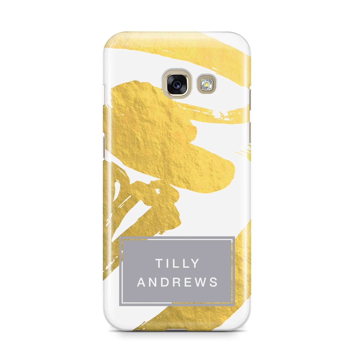 Personalised Gold Leaf White With Name Samsung Galaxy A3 2017 Case on gold phone