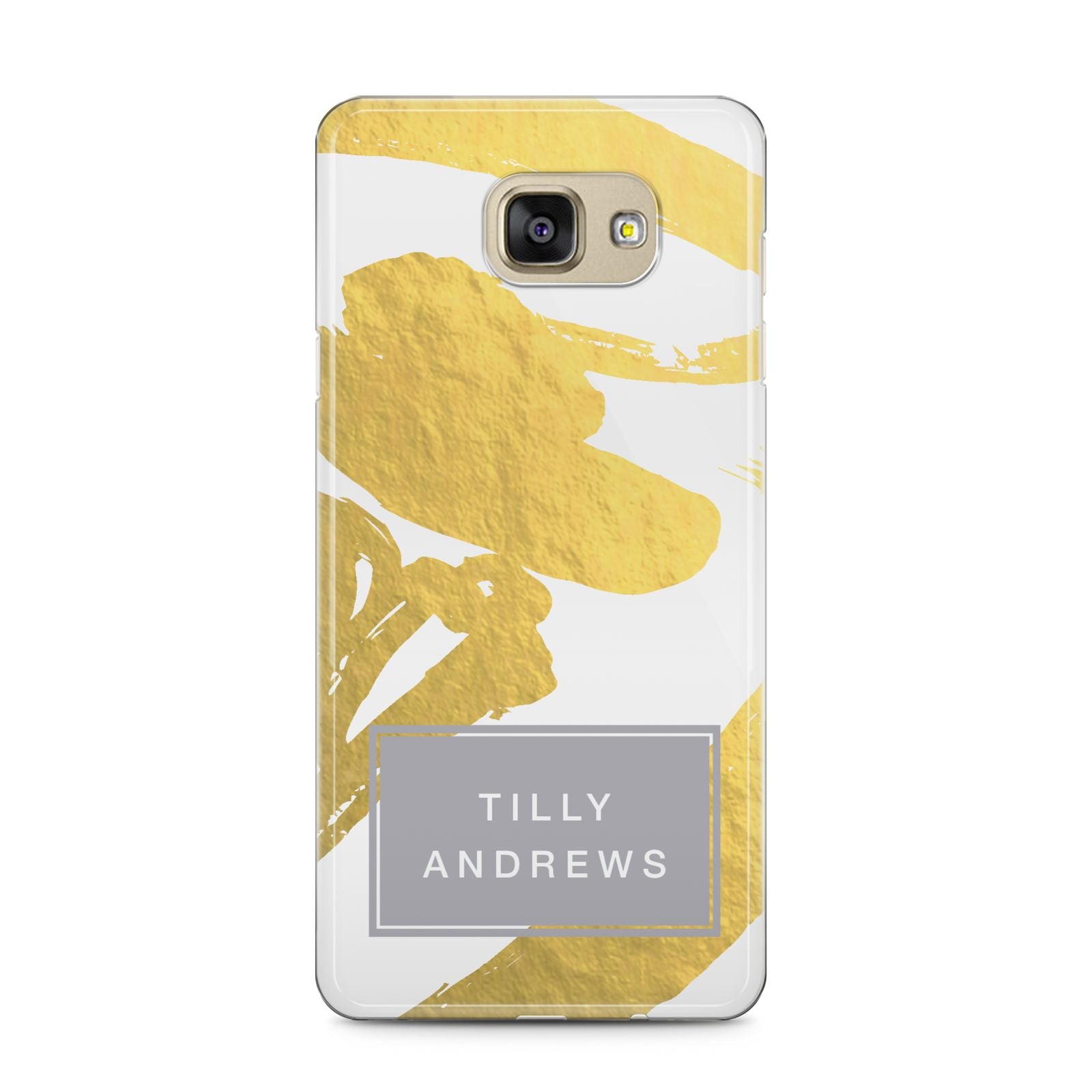 Personalised Gold Leaf White With Name Samsung Galaxy A5 2016 Case on gold phone