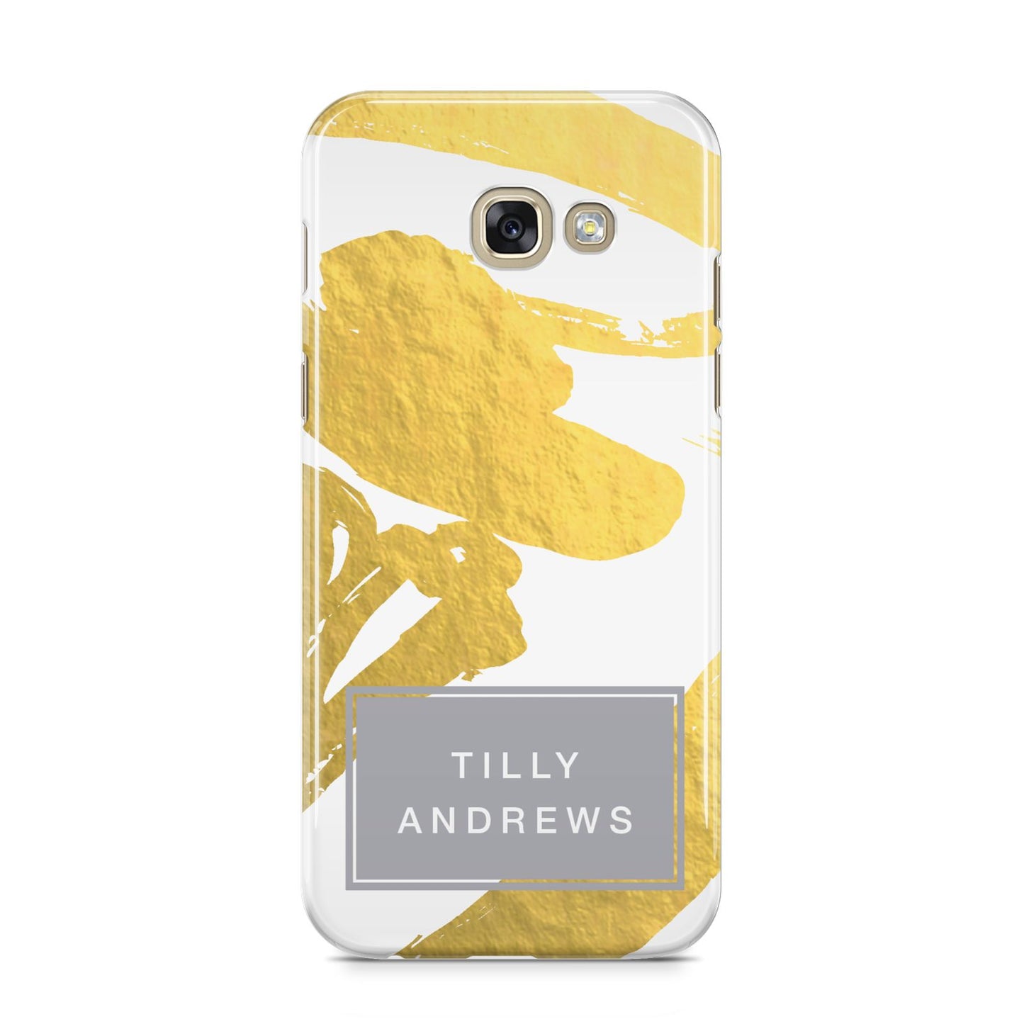 Personalised Gold Leaf White With Name Samsung Galaxy A5 2017 Case on gold phone