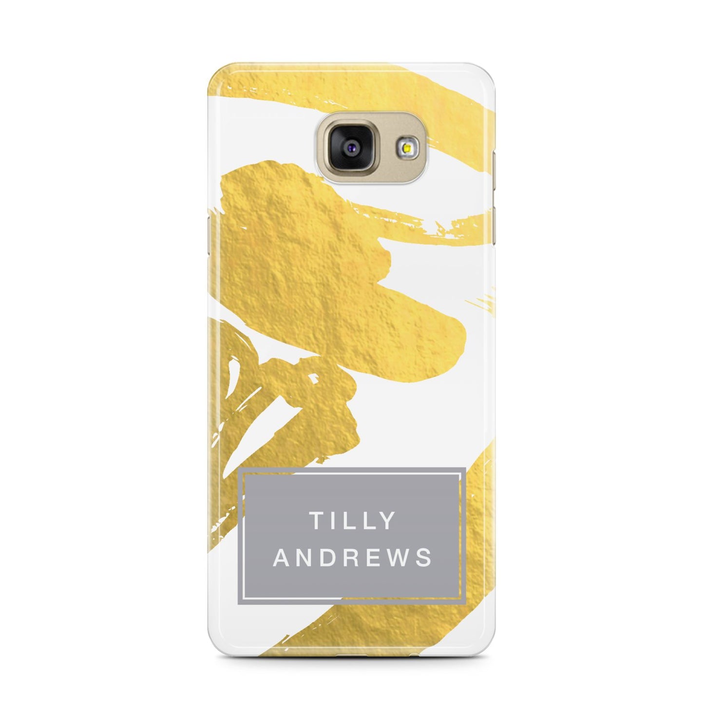 Personalised Gold Leaf White With Name Samsung Galaxy A7 2016 Case on gold phone