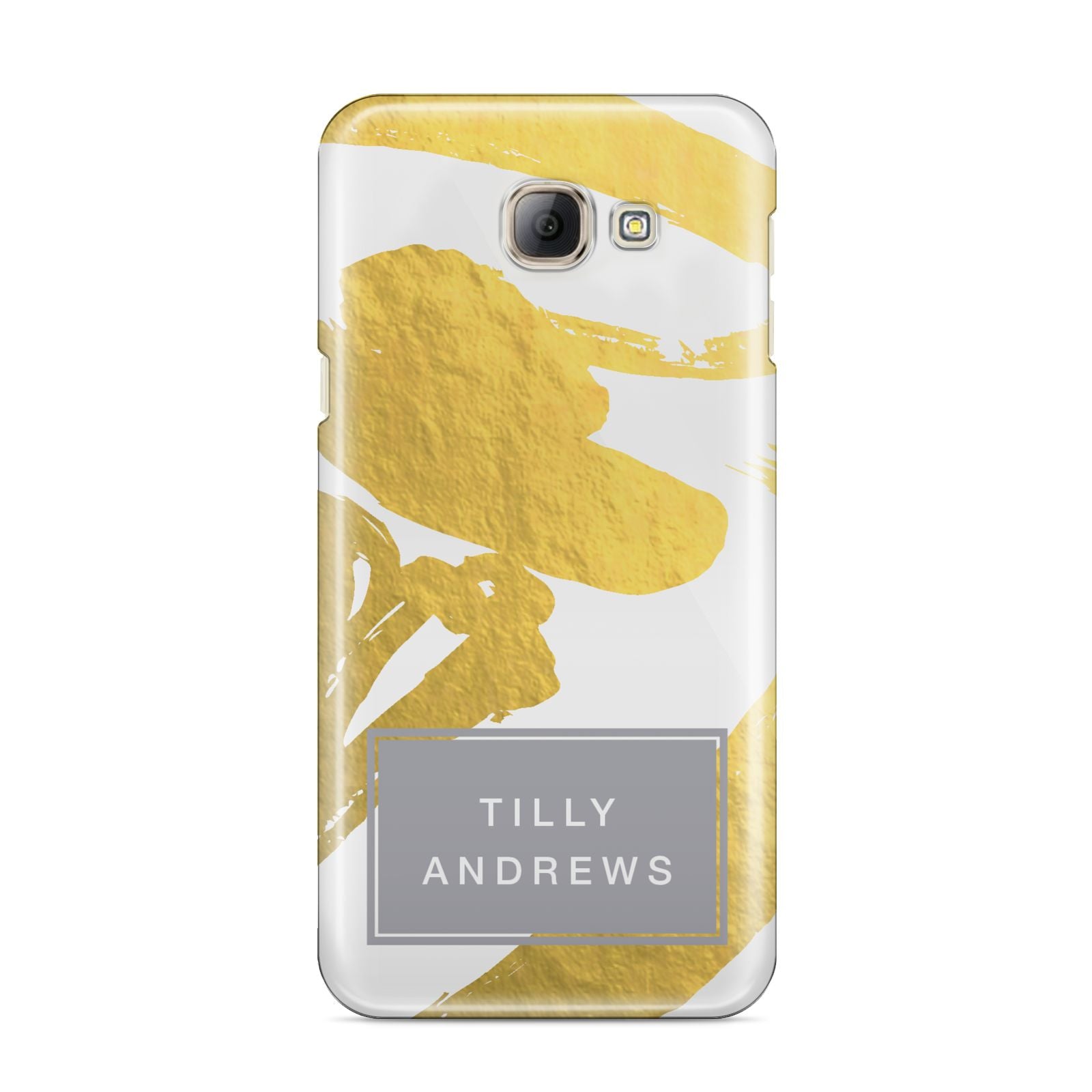 Personalised Gold Leaf White With Name Samsung Galaxy A8 2016 Case