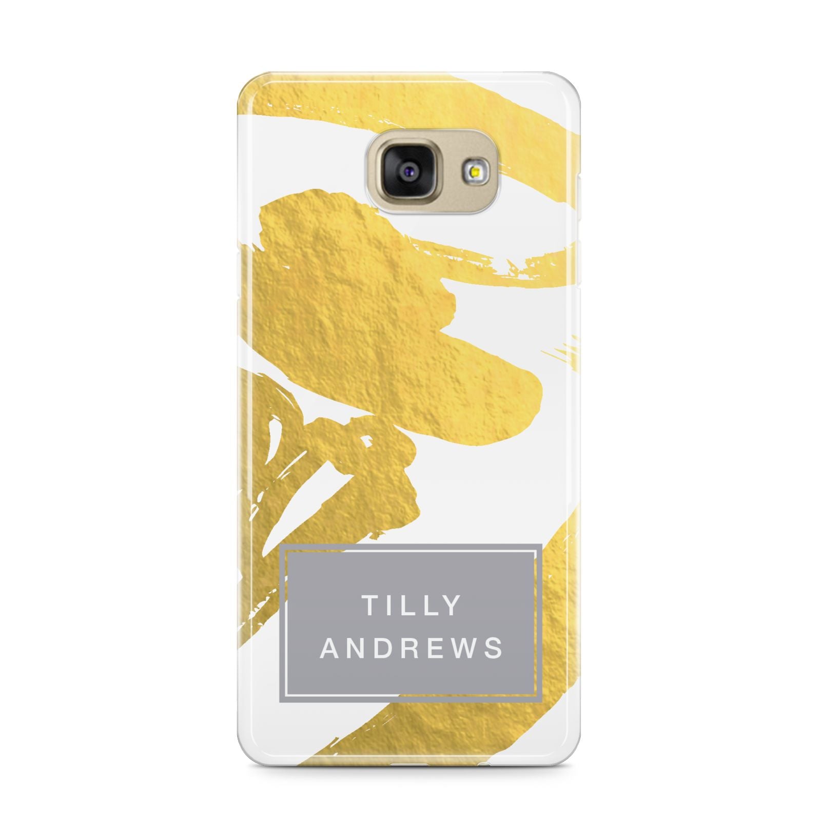 Personalised Gold Leaf White With Name Samsung Galaxy A9 2016 Case on gold phone