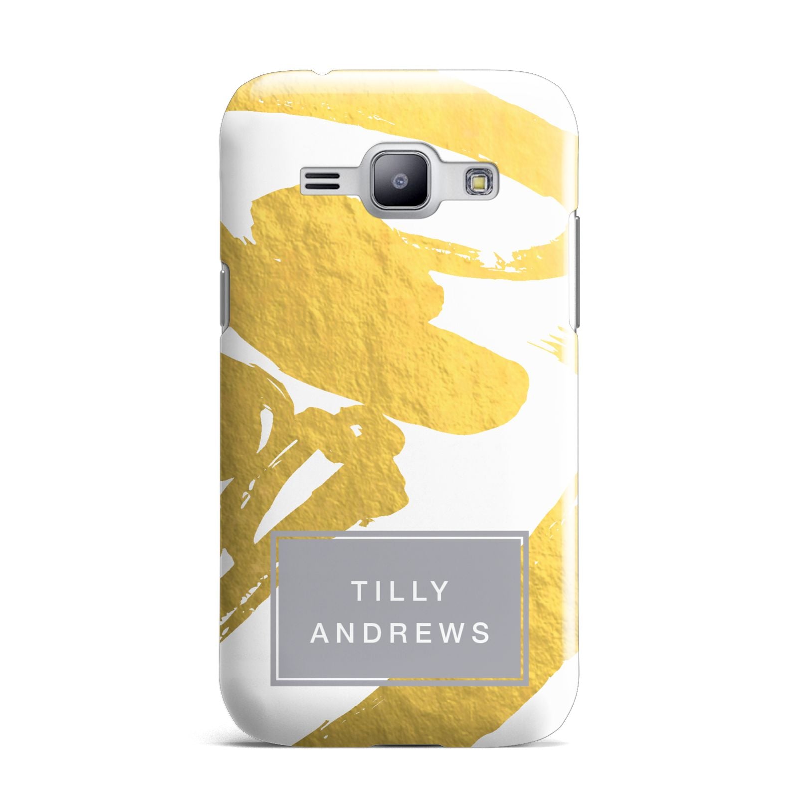 Personalised Gold Leaf White With Name Samsung Galaxy J1 2015 Case