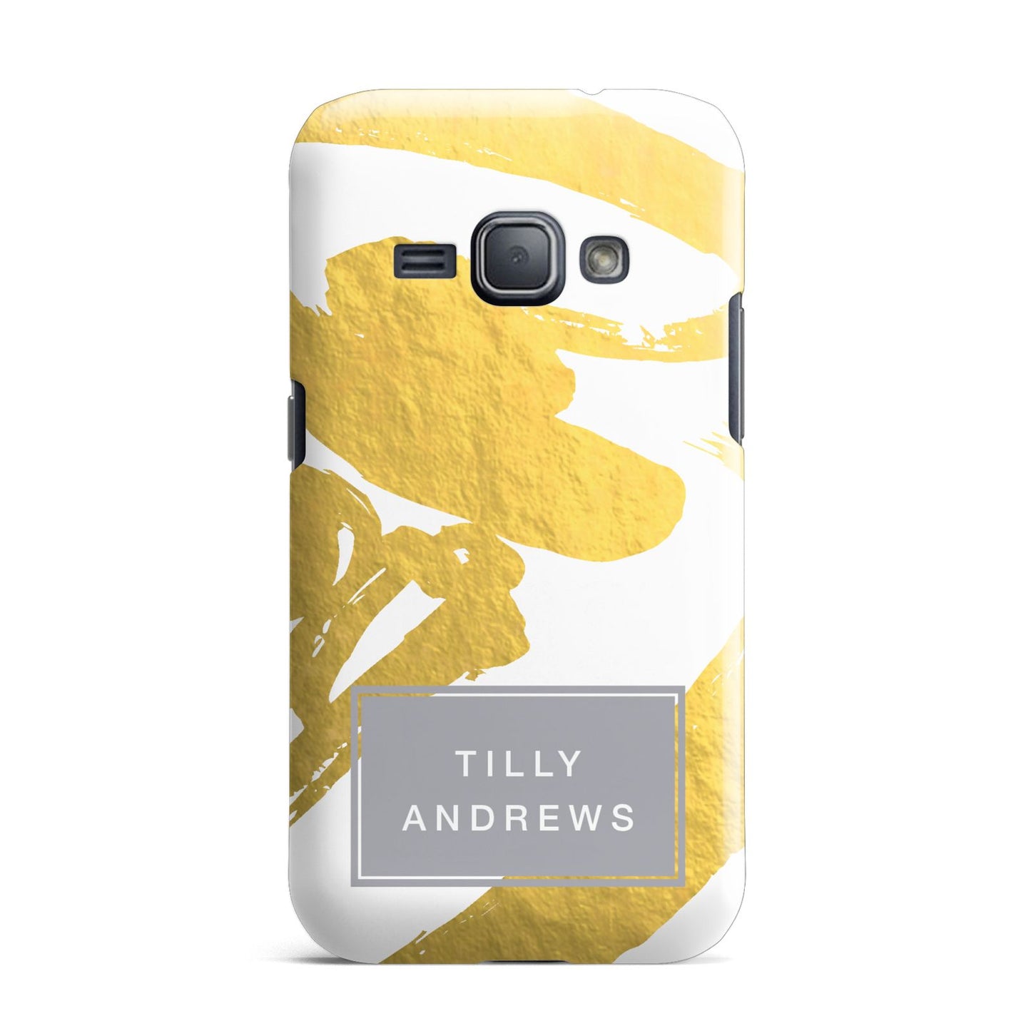 Personalised Gold Leaf White With Name Samsung Galaxy J1 2016 Case