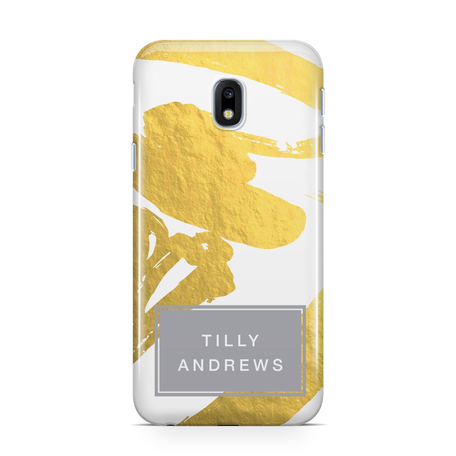 Personalised Gold Leaf White With Name Samsung Galaxy J3 2017 Case