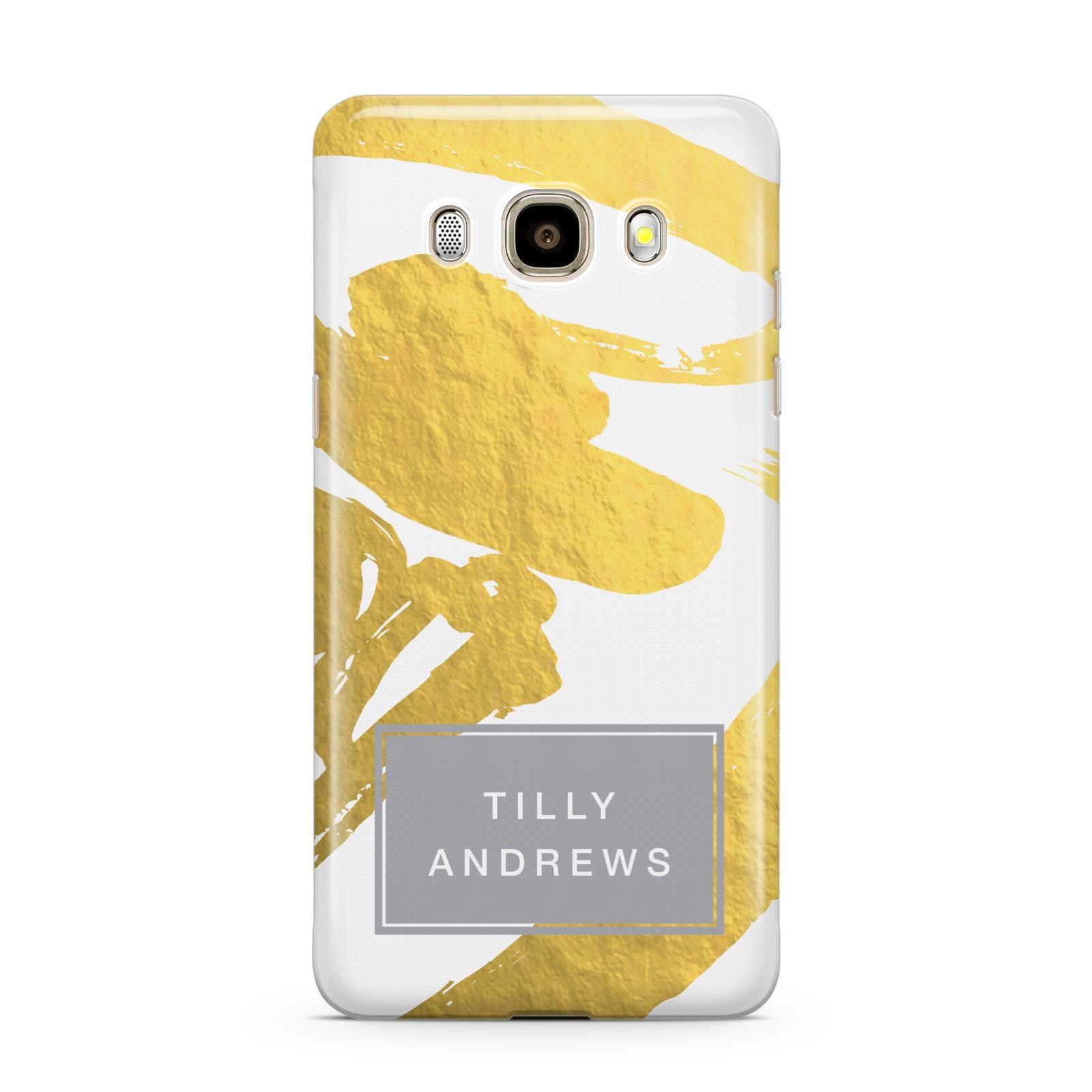 Personalised Gold Leaf White With Name Samsung Galaxy J7 2016 Case on gold phone