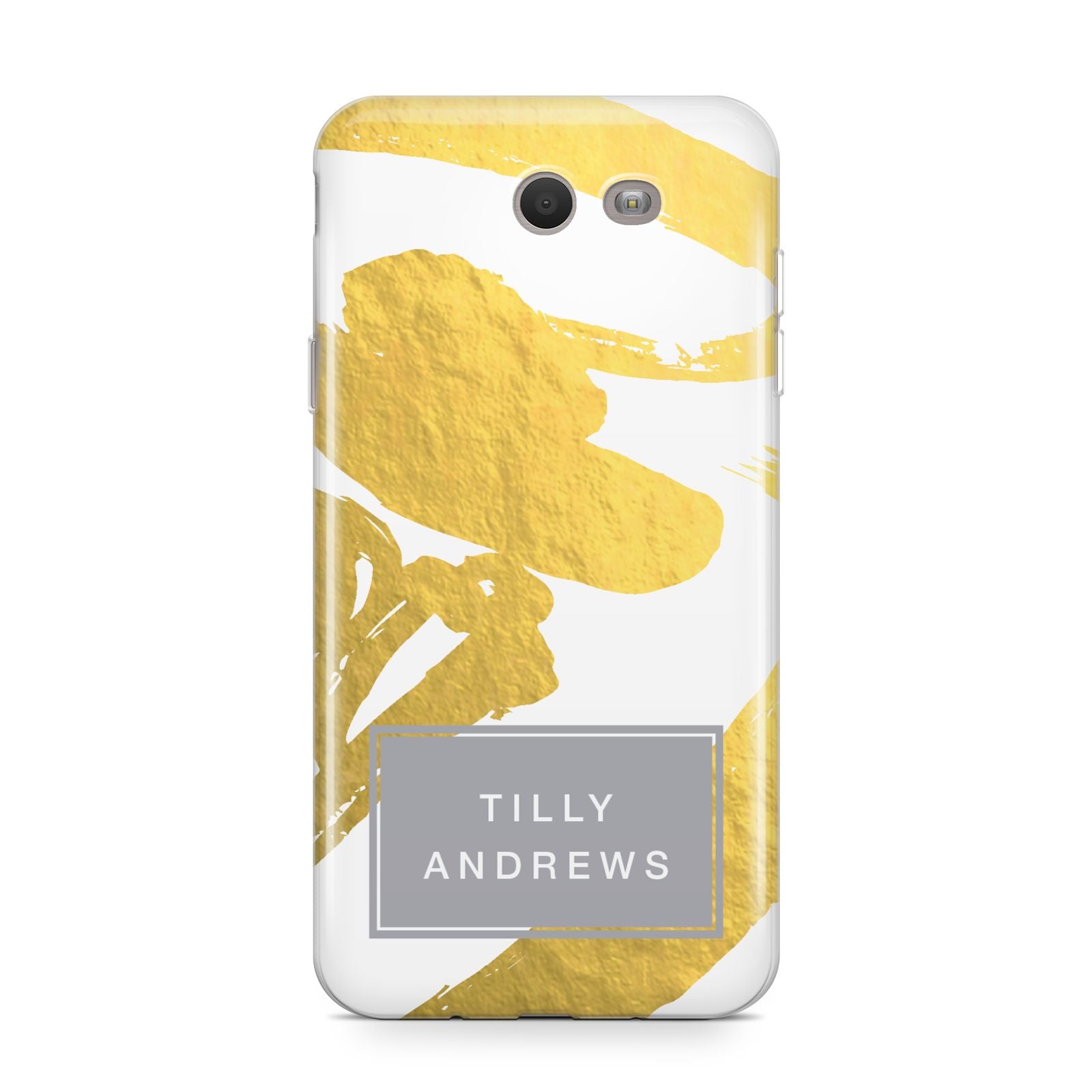 Personalised Gold Leaf White With Name Samsung Galaxy J7 2017 Case