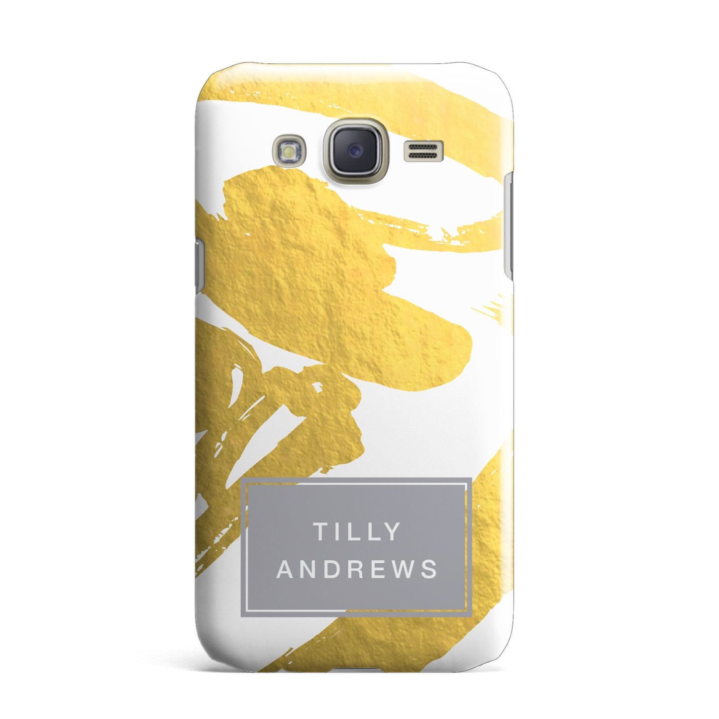 Personalised Gold Leaf White With Name Samsung Galaxy J7 Case