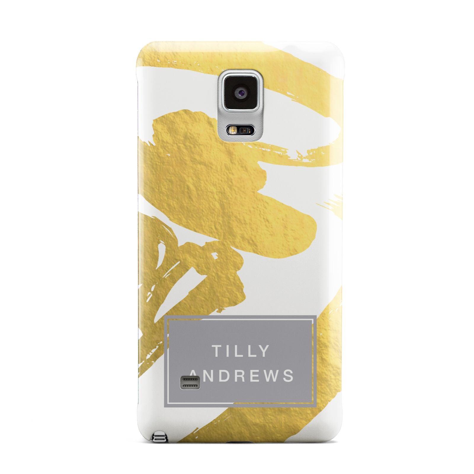 Personalised Gold Leaf White With Name Samsung Galaxy Note 4 Case