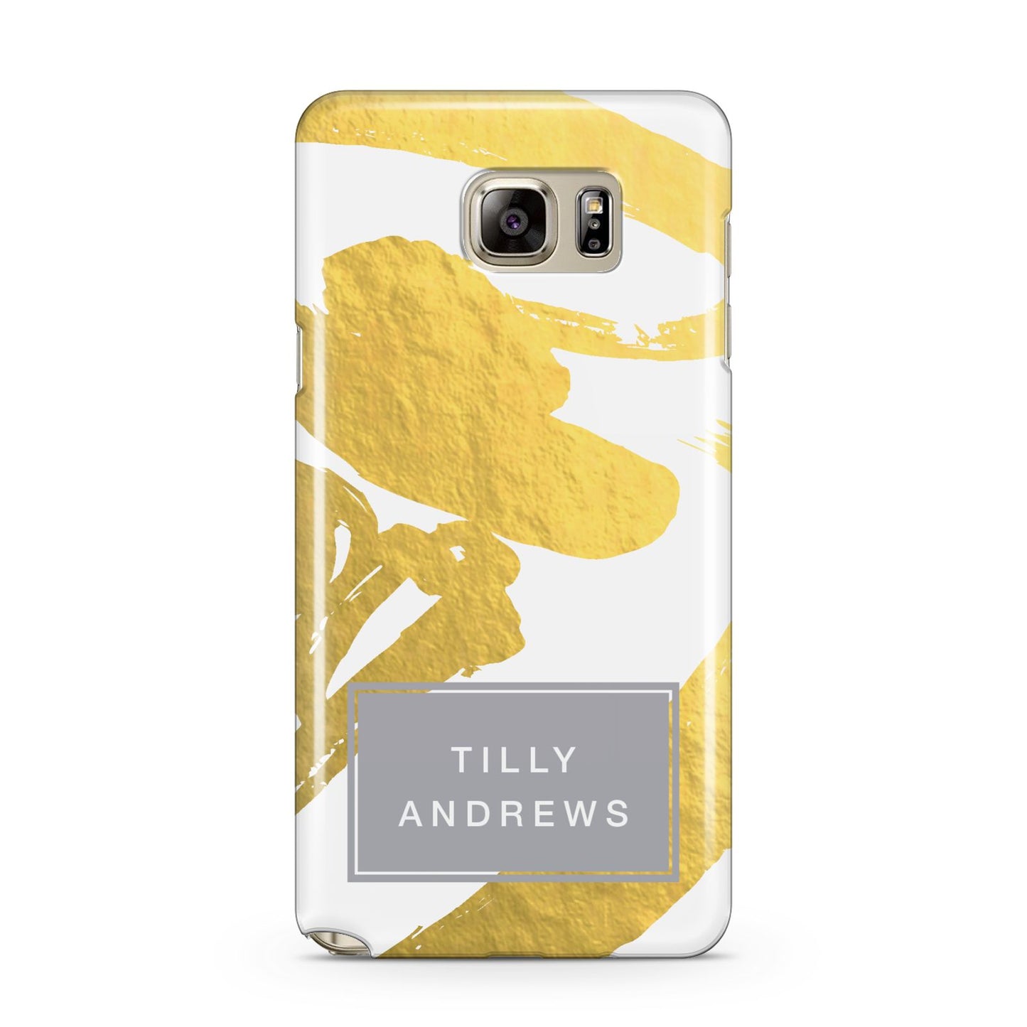 Personalised Gold Leaf White With Name Samsung Galaxy Note 5 Case