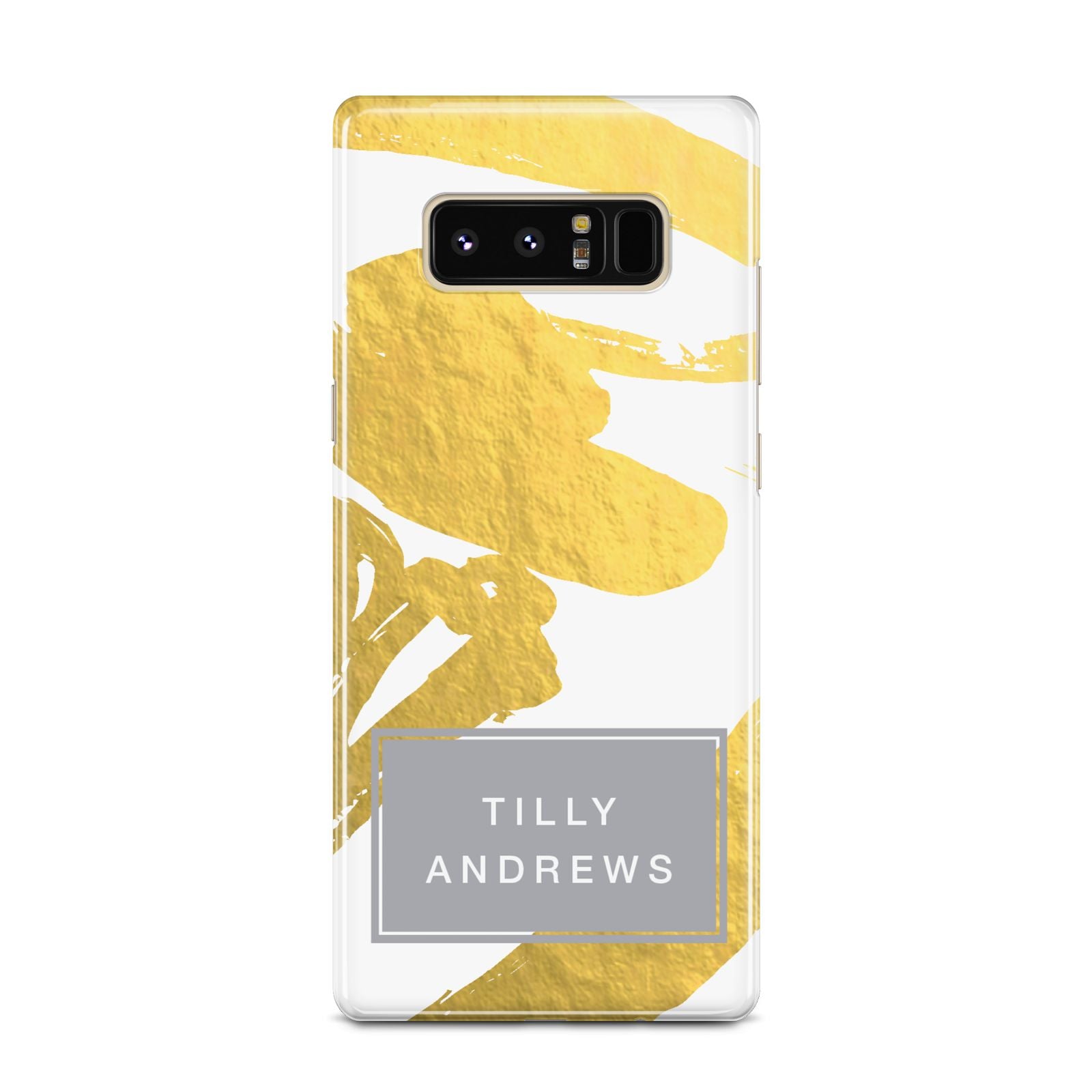 Personalised Gold Leaf White With Name Samsung Galaxy Note 8 Case