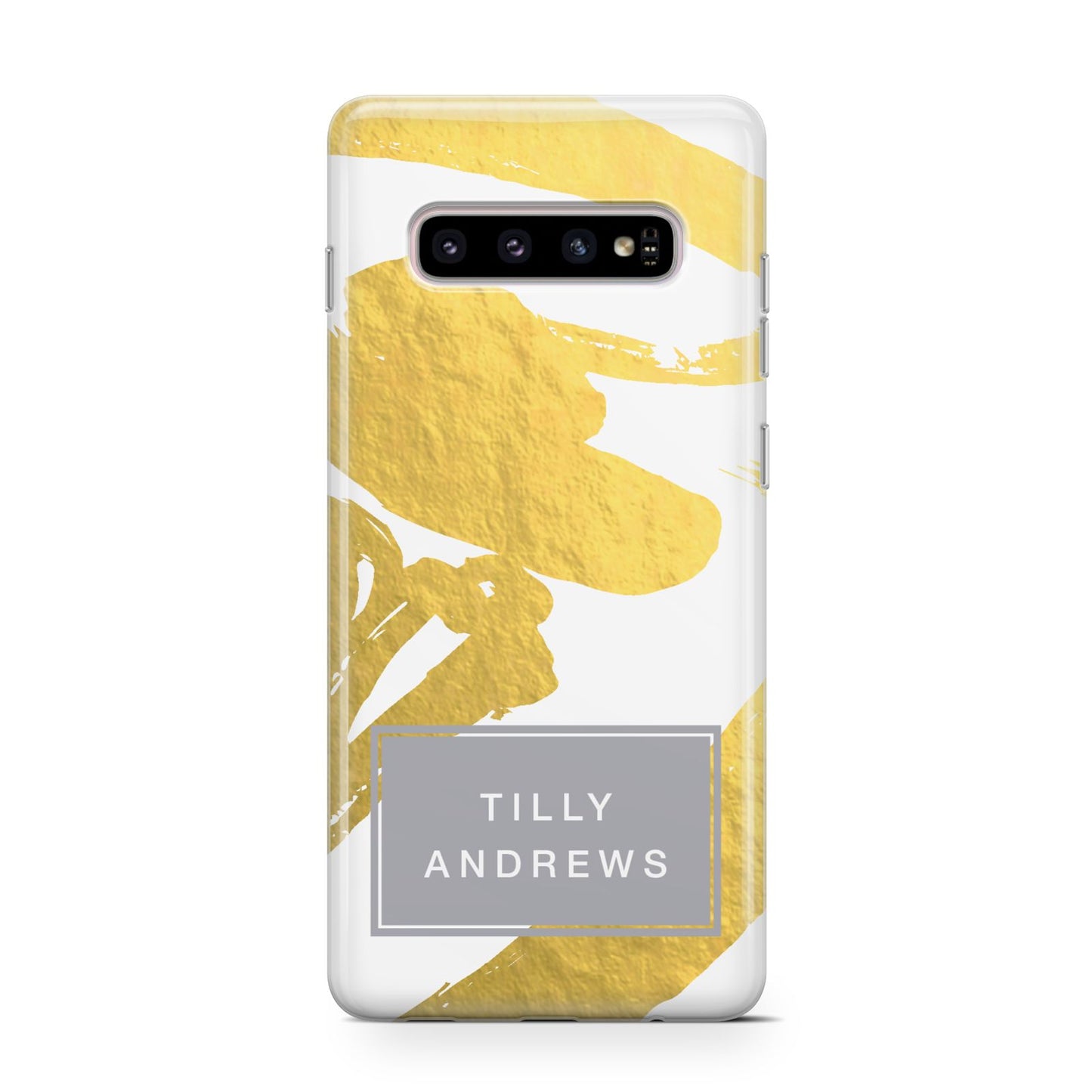 Personalised Gold Leaf White With Name Samsung Galaxy S10 Case