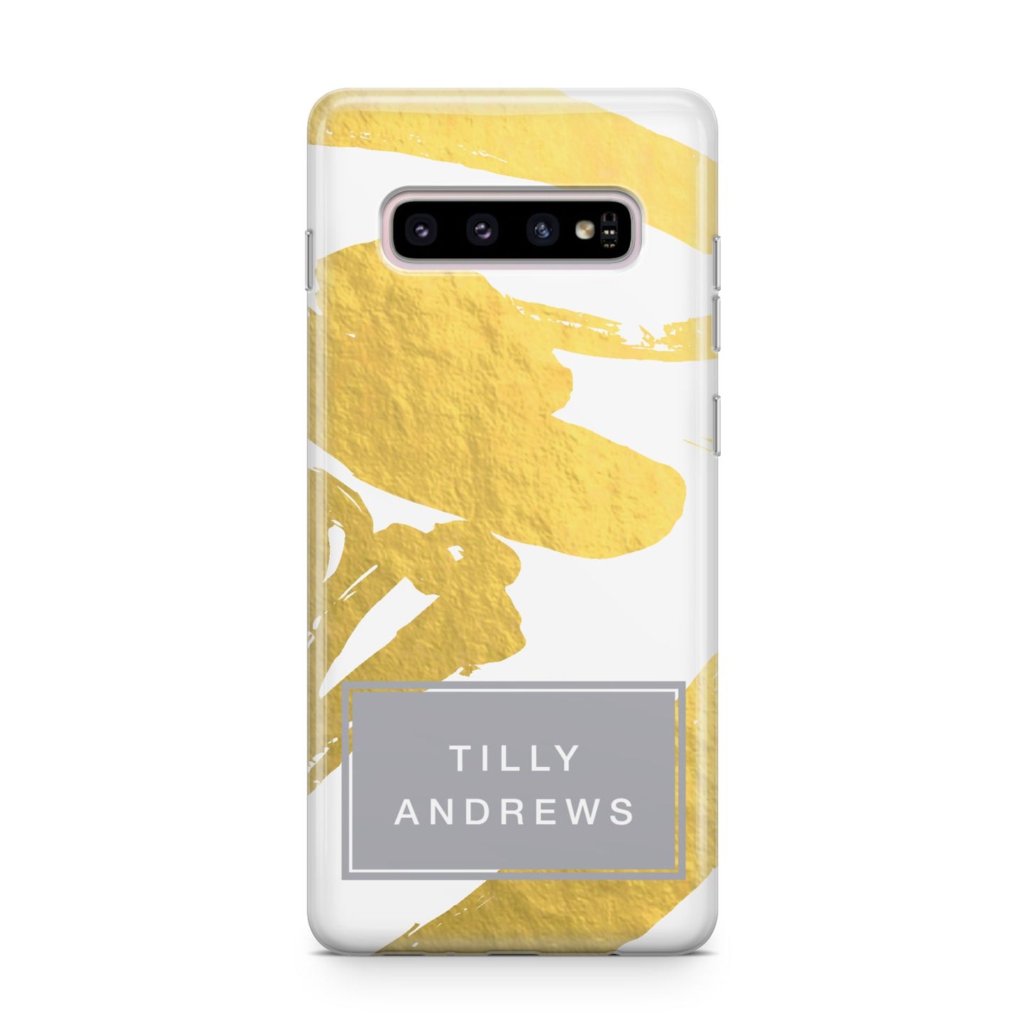 Personalised Gold Leaf White With Name Samsung Galaxy S10 Plus Case