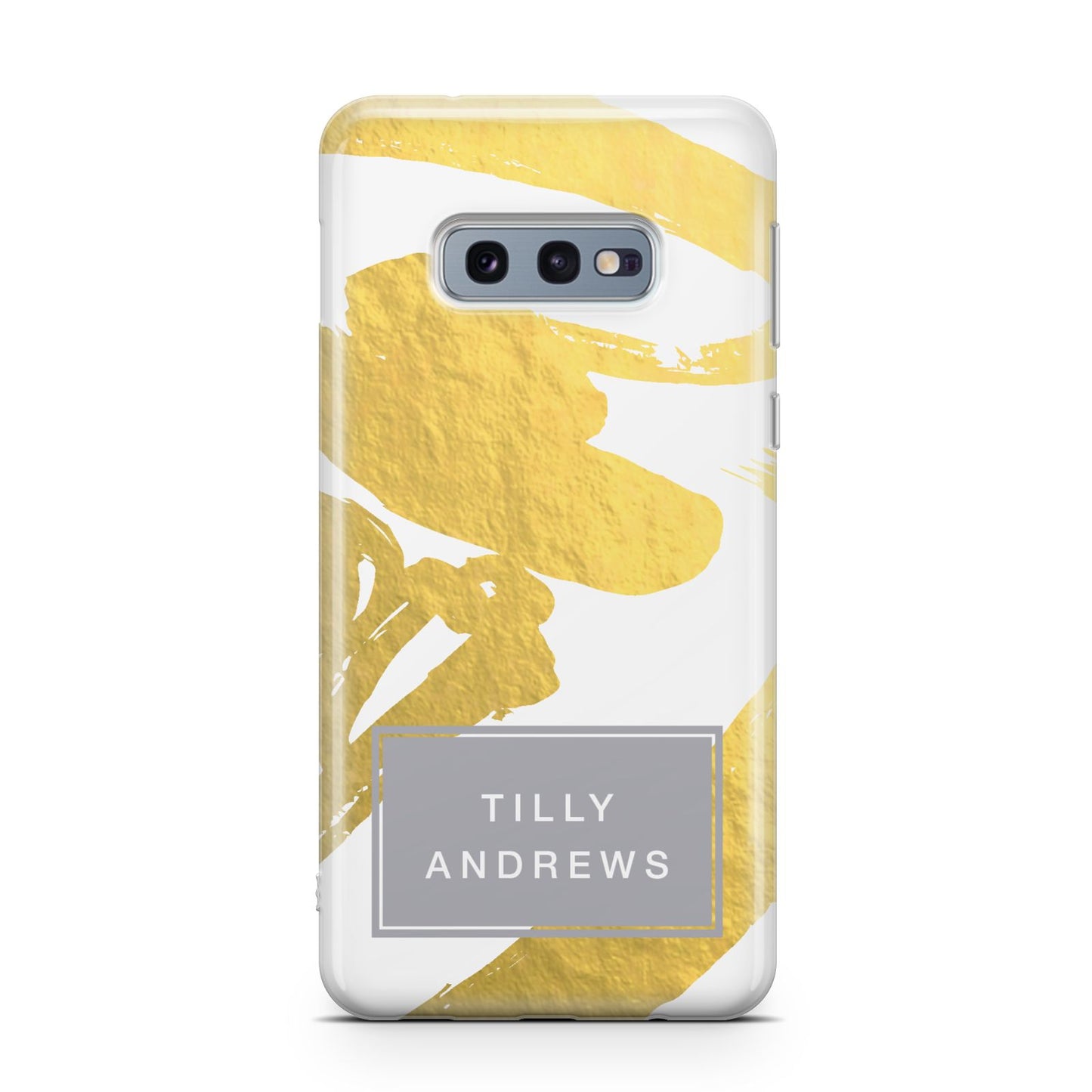 Personalised Gold Leaf White With Name Samsung Galaxy S10E Case