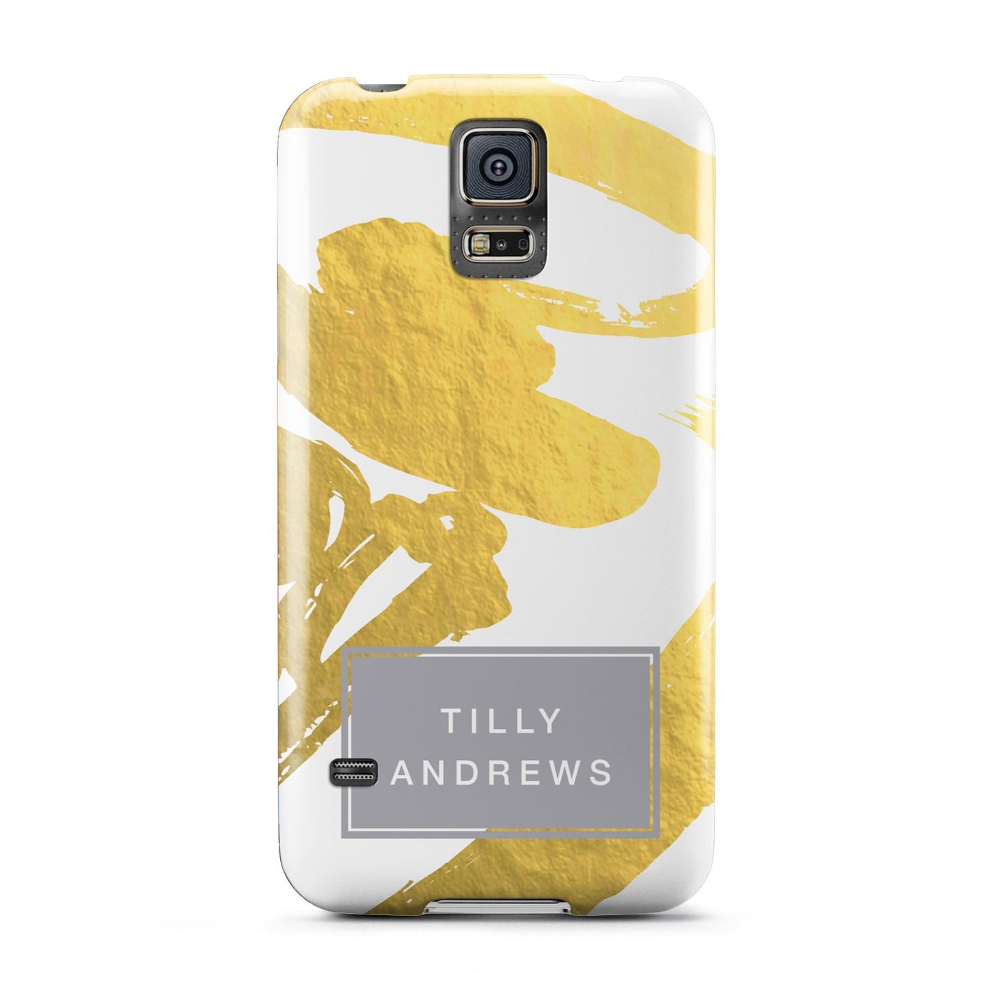 Personalised Gold Leaf White With Name Samsung Galaxy S5 Case