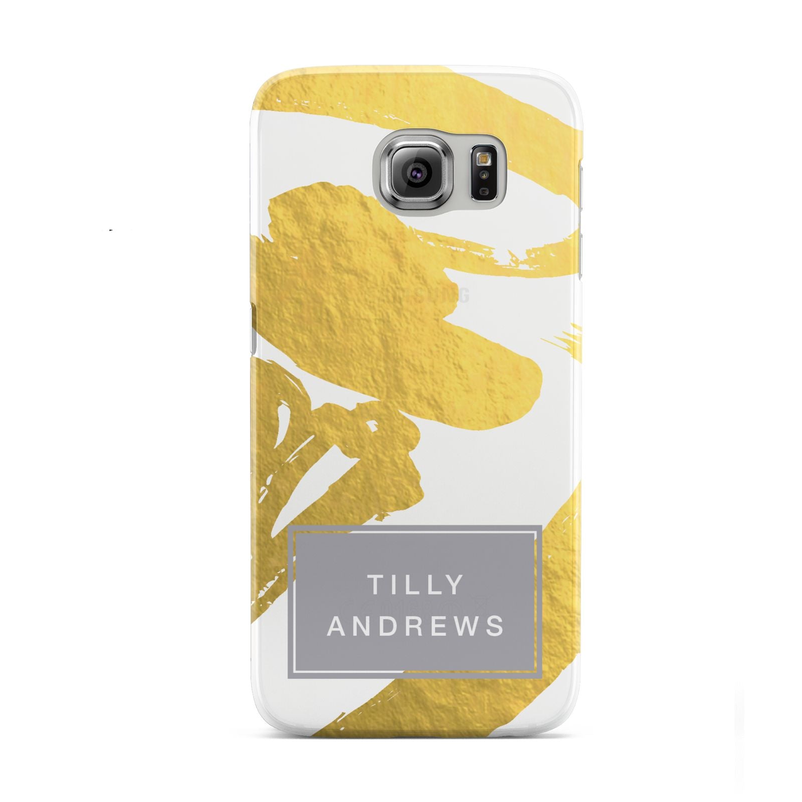 Personalised Gold Leaf White With Name Samsung Galaxy S6 Case