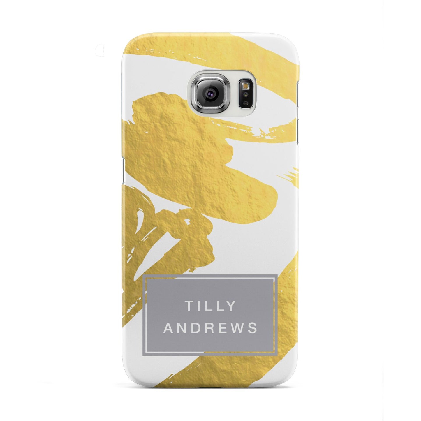 Personalised Gold Leaf White With Name Samsung Galaxy S6 Edge Case