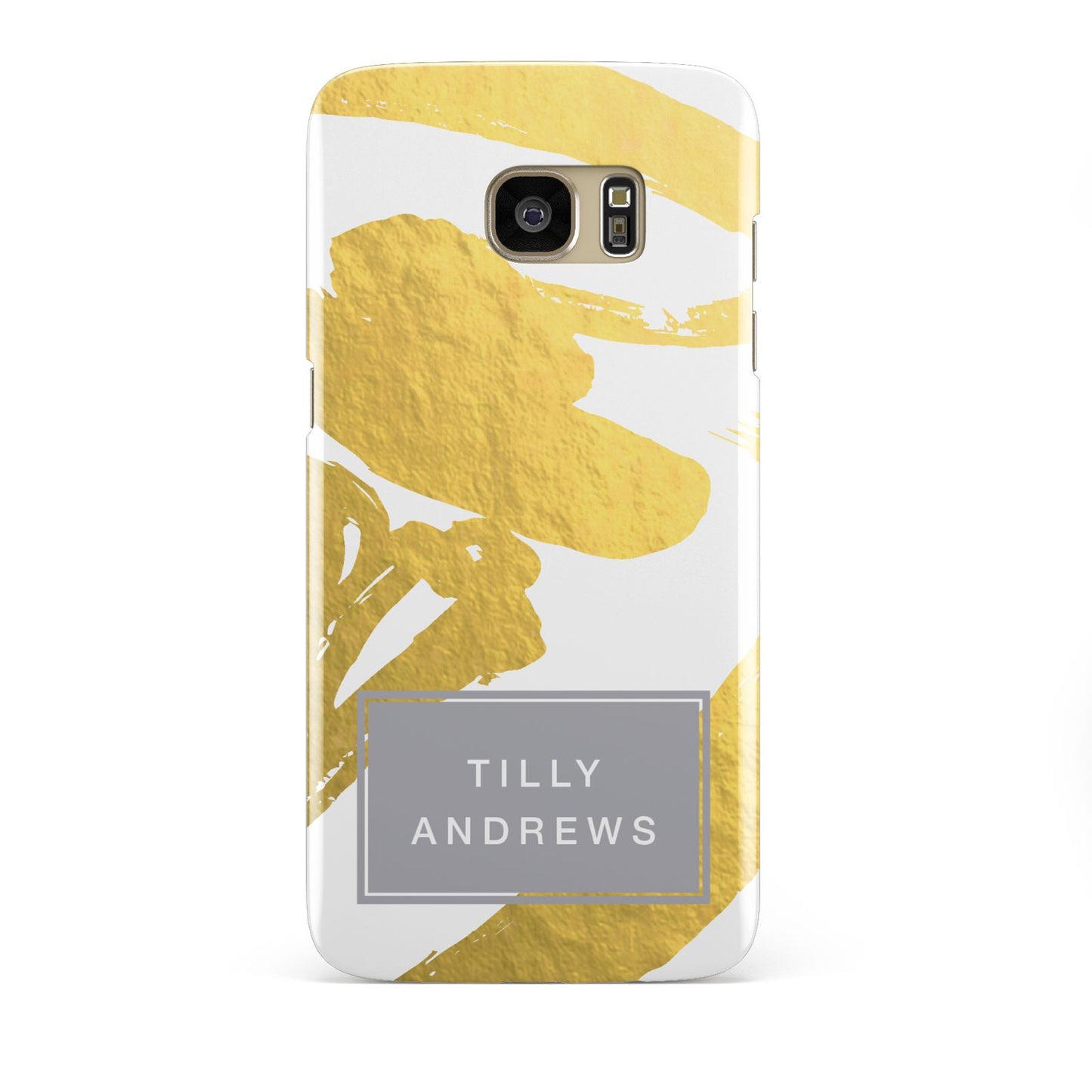 Personalised Gold Leaf White With Name Samsung Galaxy S7 Edge Case