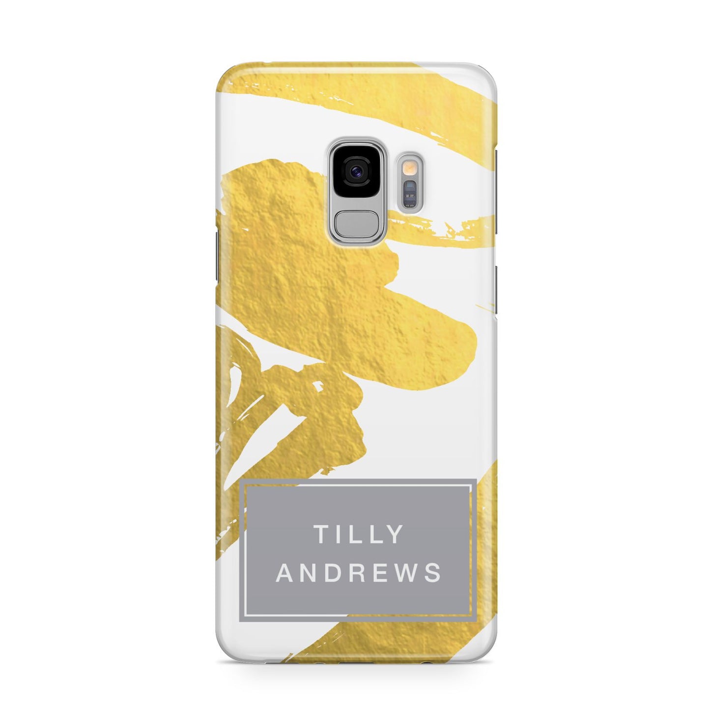 Personalised Gold Leaf White With Name Samsung Galaxy S9 Case